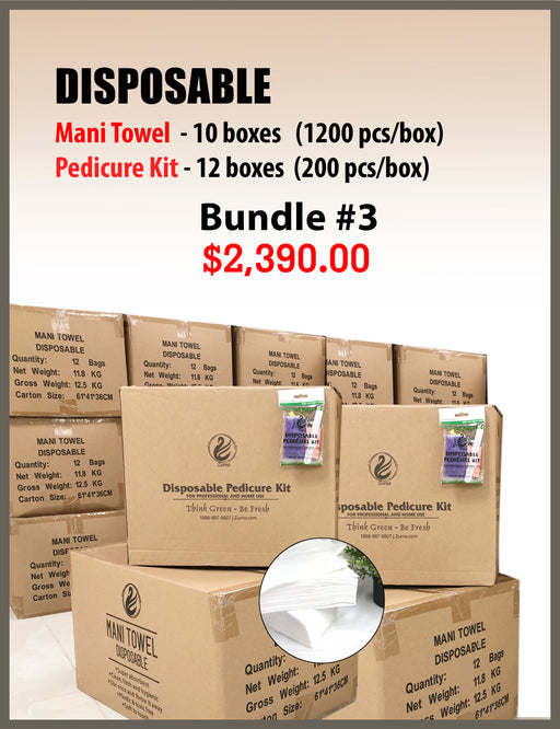 DISPOSABLE Bundle # 3 - Mani Towel, Pedicure Kit