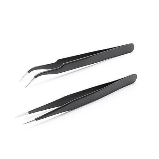 Nail Art Tweezers - Straight and Curved Pointed - Set 2 pcs