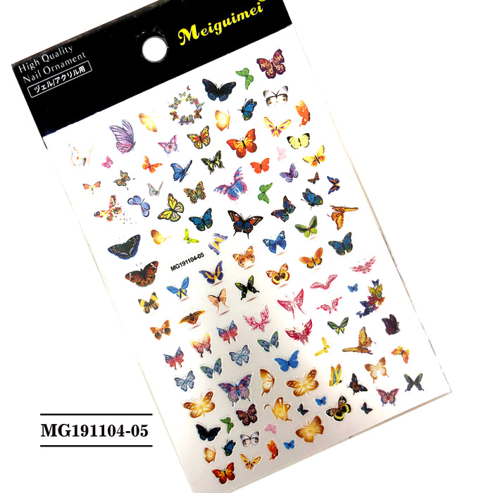 Amazon.com: 6 Sheets Butterfly Nail Art Stickers 3D Self-Adhesive Nail  Decals Pink Green Blue Colorful Butterflies Summer Nail Designs Purple  Butterfly wing Nails Manicure Decor for Women Girls Nail Art Decoration :