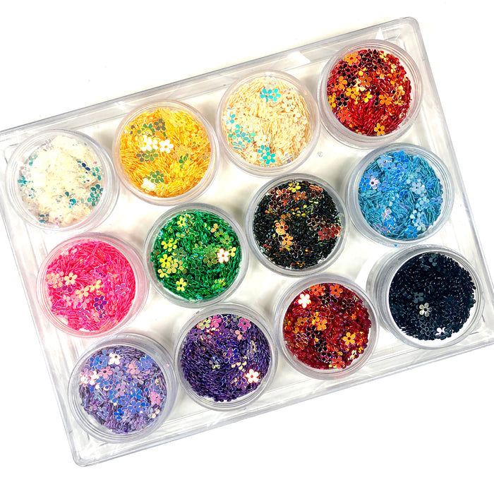 Nail Art Flower Sequin - 12 Colors/Box