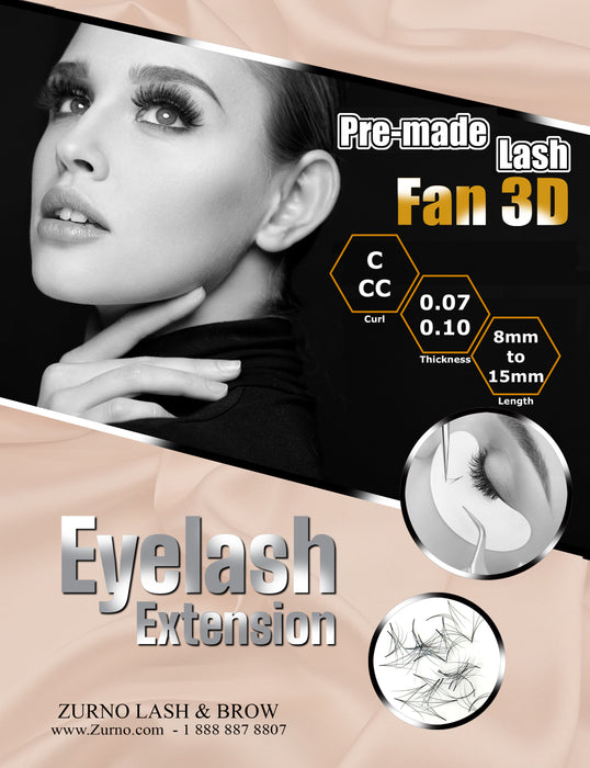 Pre-made Lash - Fan 3D - Curl, Thickness & Length Optional